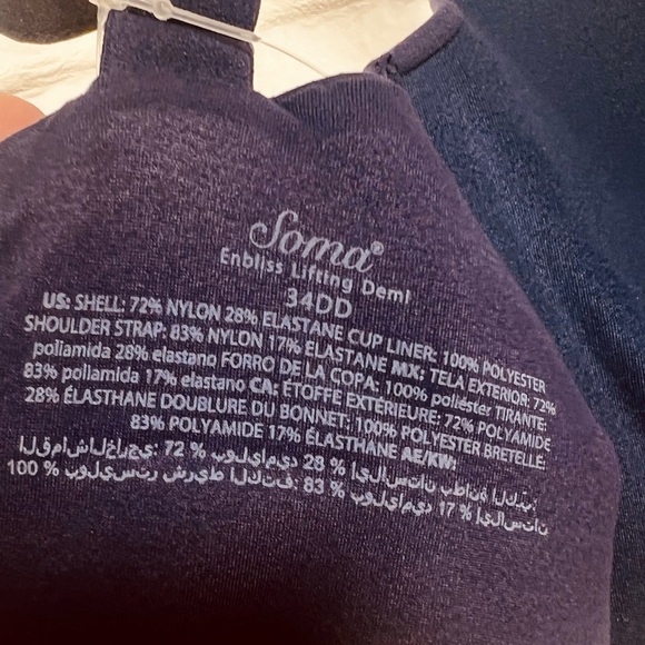 NWT Soma Enbliss Push-up Padded Underwire Demi Bra 34 DD Navy Blue #0281 - Picture 8 of 10